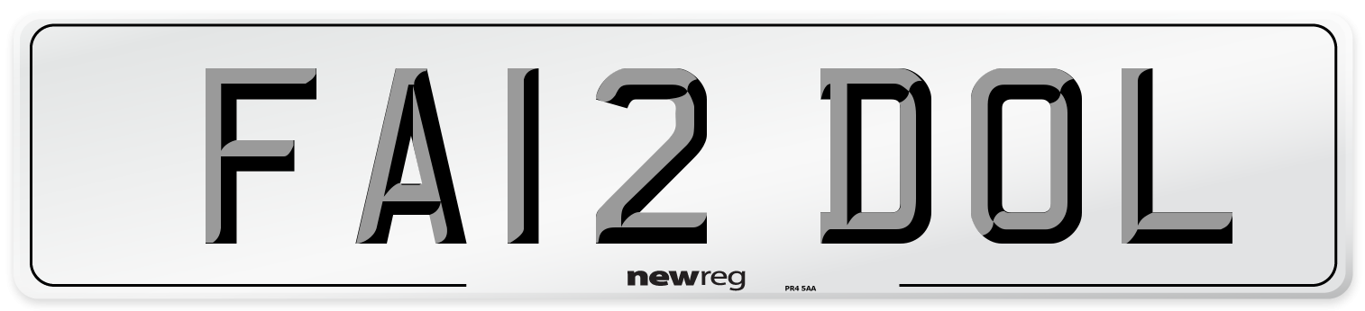 FA12 DOL Number Plate from New Reg